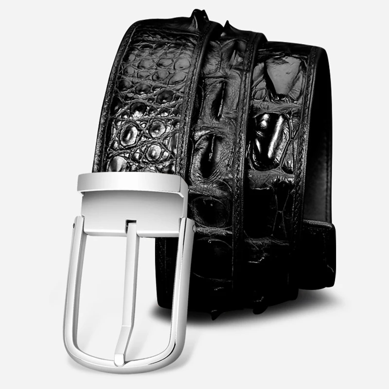 G21-6132AA2Black-2 Роскошный ремень из натуральной кожи, Коричневый мужской ремень, повседневные ремни с пряжкой из нержавеющей стали для мужчин, мужские брюки из крокодиловой кожи, G6-6132A для мальчиков - Цвет: G21-6132AA2Black-2