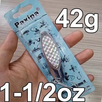 

30 pieces 42g Spoon 1-1/2oz Metal Spoon Fishing Lure with iridescent Sticker Silvery Thick Treble hook