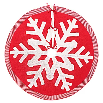 

Christmas Tree Skirt 48 Inch Red Snowflake Large Floor Mat Tree Skirt for New Year Xmas Party Home Decoration Carpet