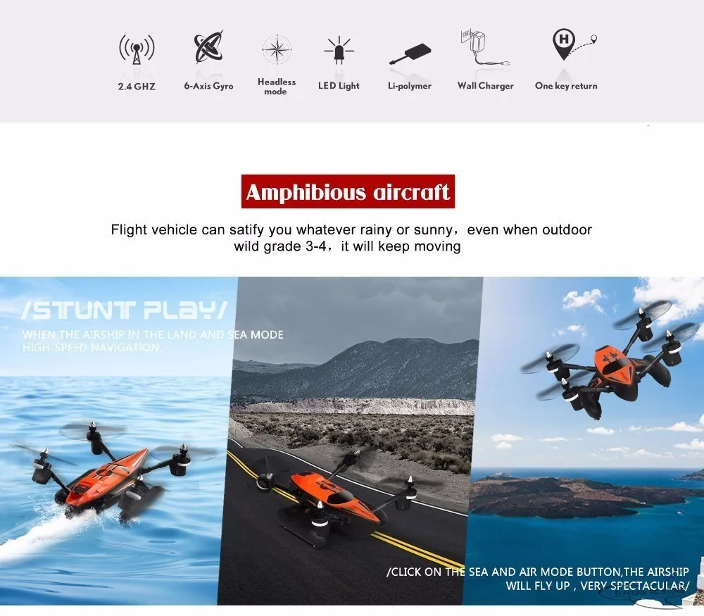 WLtoys Q353 Радиоуправляемый Дрон RTF воздушный наземный морской режим Безголовый режим один ключ возврат радиоуправляемые игрушки-Квадрокоптеры Радиоуправляемый Дрон с светильник