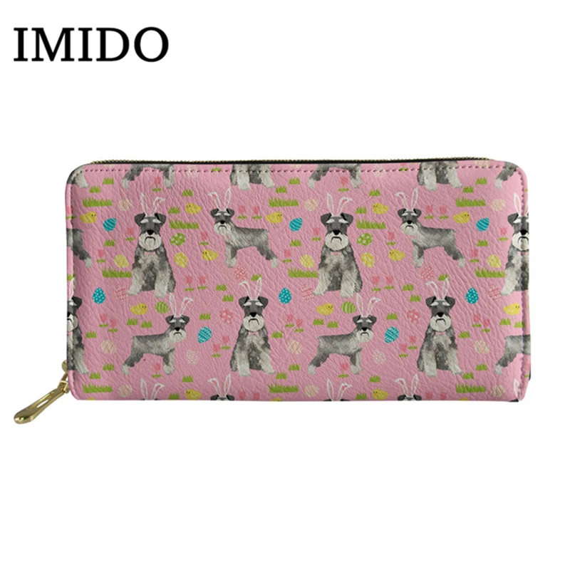 Портмоне imido для женщин Schnauzers сердца и кексы Любовь дизайн печать держатель для монет кошелек модный кошелек на молнии Кошелек - Цвет: WLL402Z21