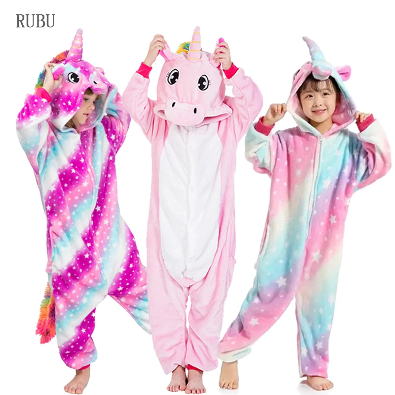 Kuguurumi/пижамы с единорогом, детские пижамы с животными для мальчиков и девочек, детские пижамы, зимние комбинезоны, одежда для сна для детей 4, 8, 10, 12 лет
