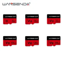 WANSENDA карта памяти Micro SD 256 ГБ 128 Гб 64 ГБ 32 ГБ 16 ГБ класс 10 флеш-карта Microsd TF карты с бесплатным адаптером