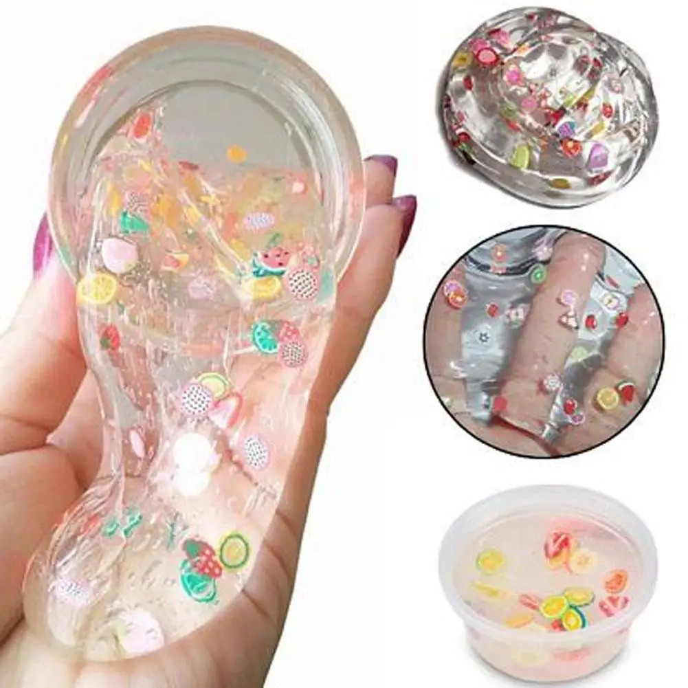 

Kids Fruit Salad Slime Toy Clear Fruit Salad Slime Flower Animal Cake DIY Pressure Reliever Non-Sticky Toy