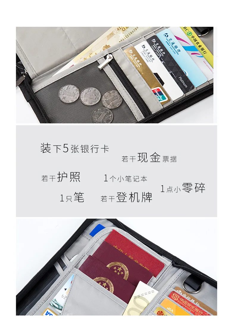Новая многофункциональная сумка для паспорта Rfid Противоугонная сумка для карт сумка для сертификата длинный дорожный бумажник для паспорта на заказ