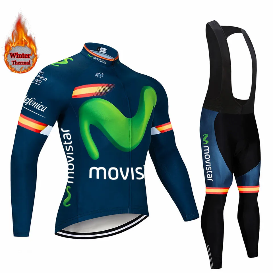 Movistar зимний Полярный комплект с длинными рукавами для велоспорта, Мужская одежда, одежда для велоспорта, одежда для велоспорта