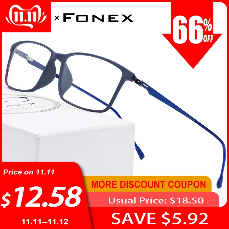 

FONEX TR90 Alloy Glasses Frame Men Myopia Eye Glass Prescription Eyeglasses Frames 2019 Korean Screwless Optical Eyewear 9855