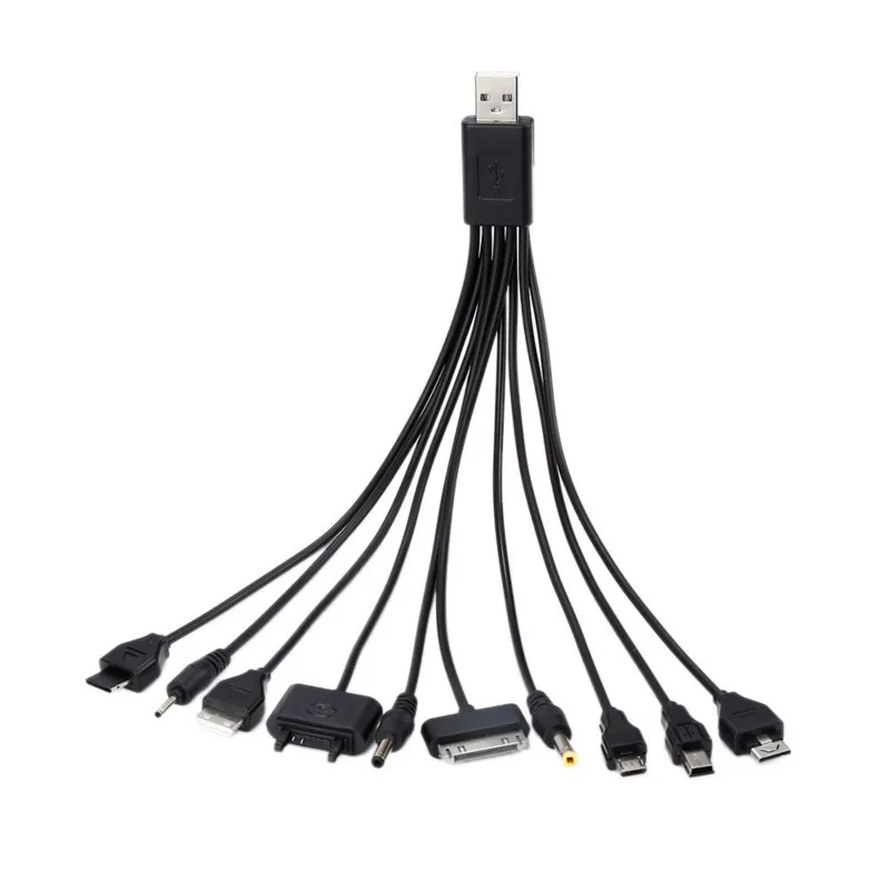 

10in1 USB Adapter Cable 10 in 1 Universal Multi Pin Transfer Charger Connectors New USB Adapter Black Data Wire Cord Cables