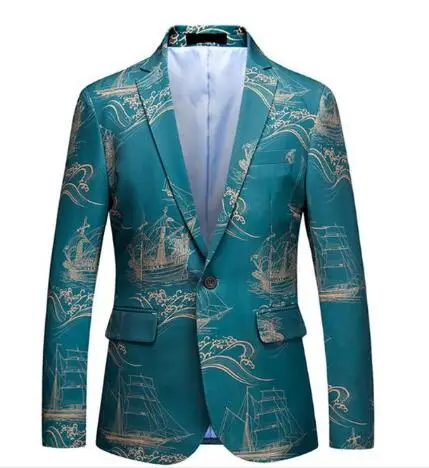 Men's Fashion Boutique High-end Brand Party Casual Blazer Coat / Mens Floral Slim Business Suit Jacket Big Size M-5XL EM203