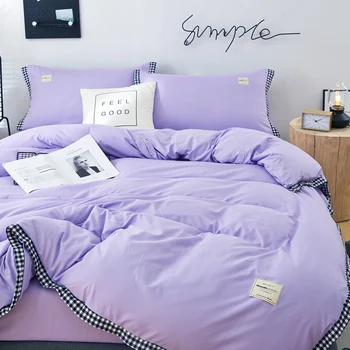 

Romantic purple Refreshing series Soft 4pc/set duvet cover +Bed sheet+Pillowcase Fashion new bedding set