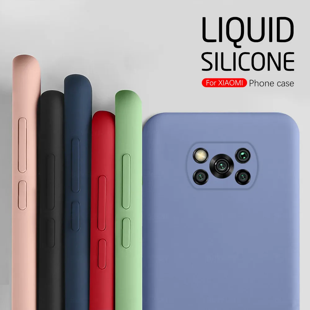 Защитный чехол для Xiaomi Poco X3 Nfc жидкий силикагелевый с защитой от падения полный