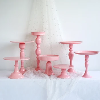 

1 piece Pink high feet cake stands for fondant cake Macaroon tower baby room decoration dessert table party suppliers