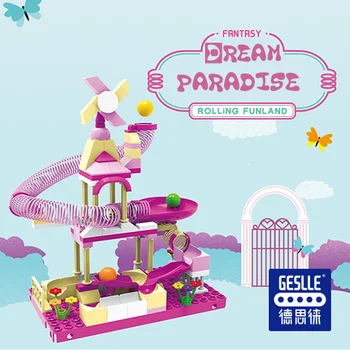 

2019 New Desilai rolling Paradise Series dreamlike track, ball block, educational toy, assembly and changeable slideway