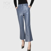 Novmoop офисные женские модные стильные штаны из натуральной овечьей кожи женские зимние брюки pantalones de mujer LT2983