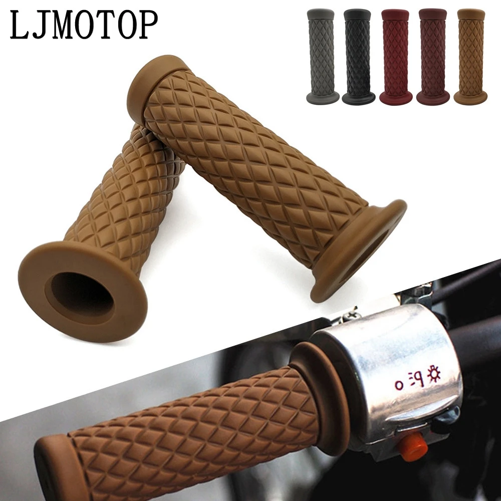 Universal 7/8&quot 22mm Motorcycle Grips Retro Handle Rubber Handlebar Grip For Honda CR 250 NC750X Kawasaki KX 125/65 KX250F rayon |