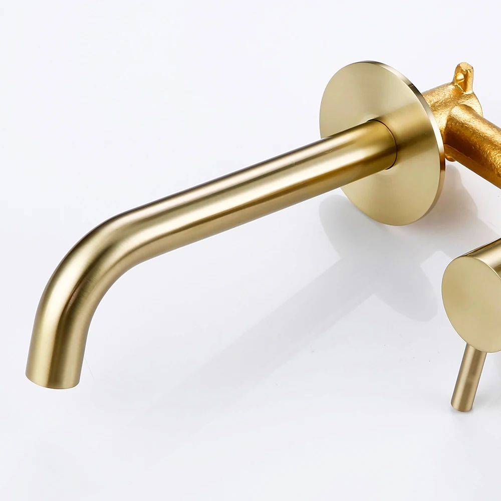 Brushed Gold Wall Mounted Basin Water Mixer - Image 4