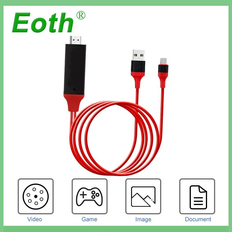 Зеркальный экран для подсветки 8 контактный HD ТВ адаптер 1080P hdmi аудио видео