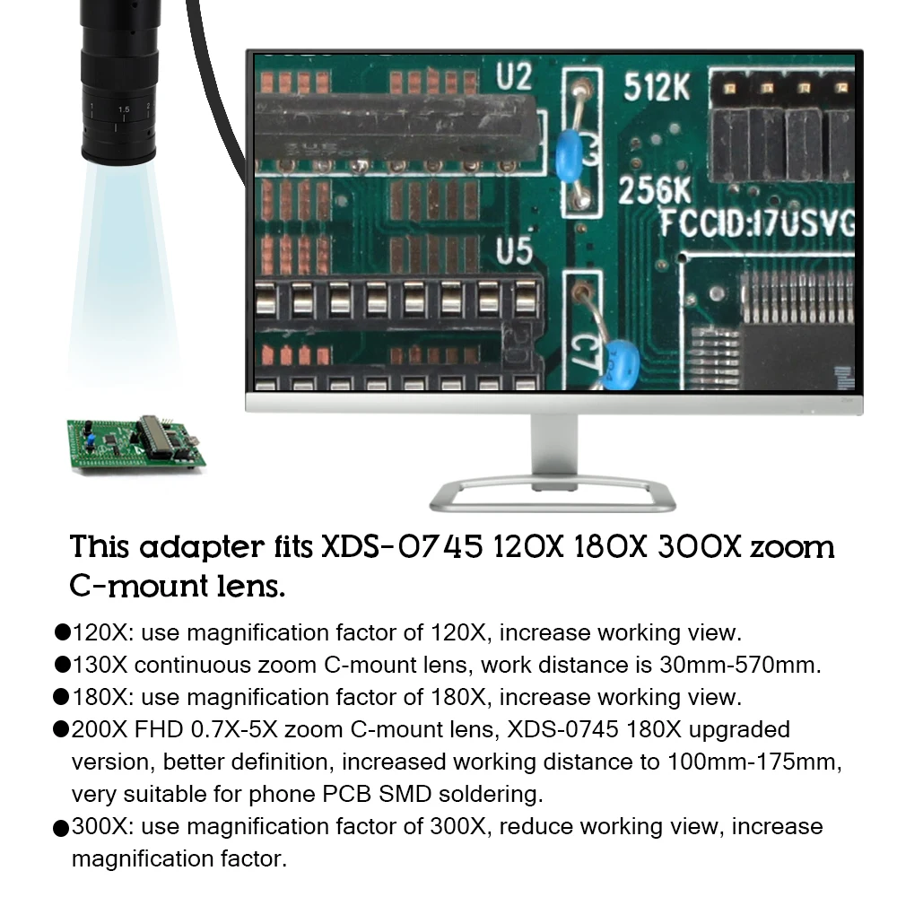 Регулируемый 180X 120X 300X 200X 130X зум C-mount объектив 0.7X~ 4.5X увеличение 25 мм для USB интерфейса промышленности микроскоп камеры