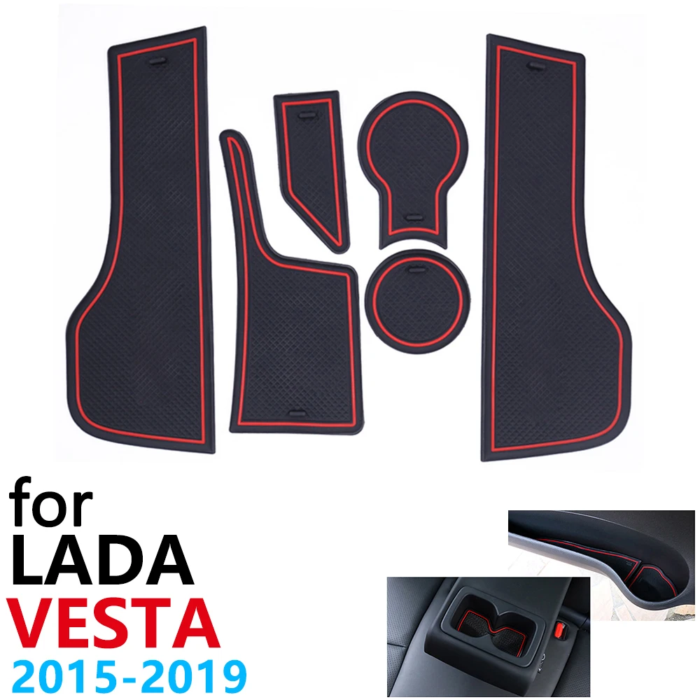Противоскользящий резиновый коврик для подстаканника дверной с желобом Lada Vesta BA3