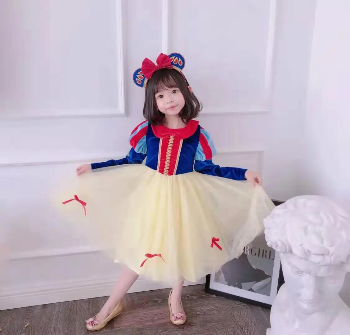 Осенне-зимнее платье для девочек милое кружевное платье принцессы с длинными рукавами и вуалью для маленьких девочек бархатное платье для маленьких девочек рождественское платье