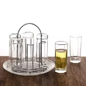 Бытовые утолщенные Термостойкие чашки, чашки, стеклянный набор, чашка для молока, сока, пивные кружки, плюс чашки, стеллажи, поднос, кофейные кружки, чайная кружка - Цвет: Set of 6 pieces