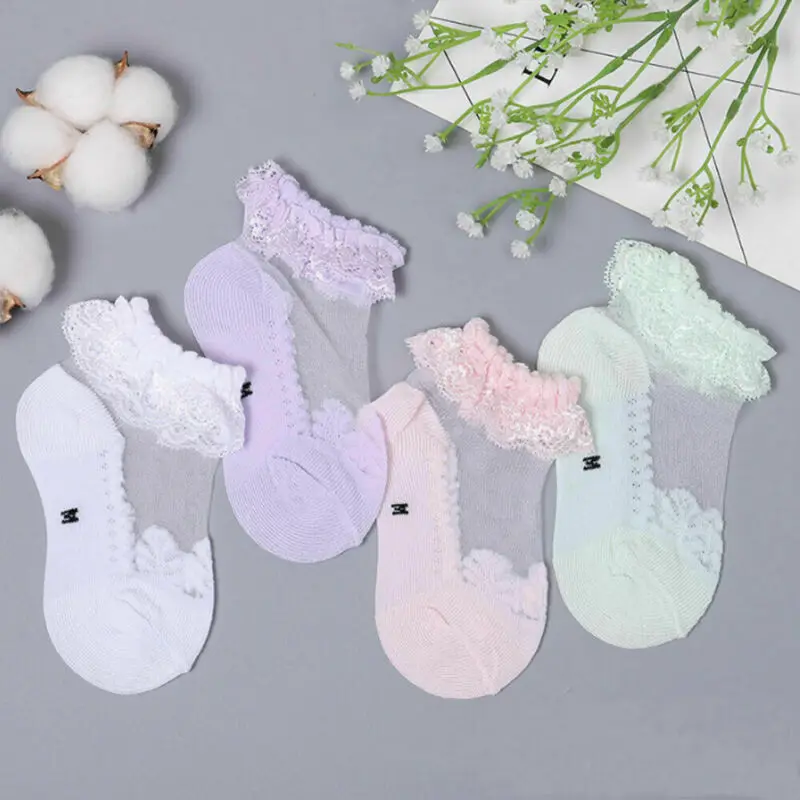 

Cute 2019 Baby Girls Kids Socks Cotton Lace Mesh Breathable Socks Frilly Ankle Socks