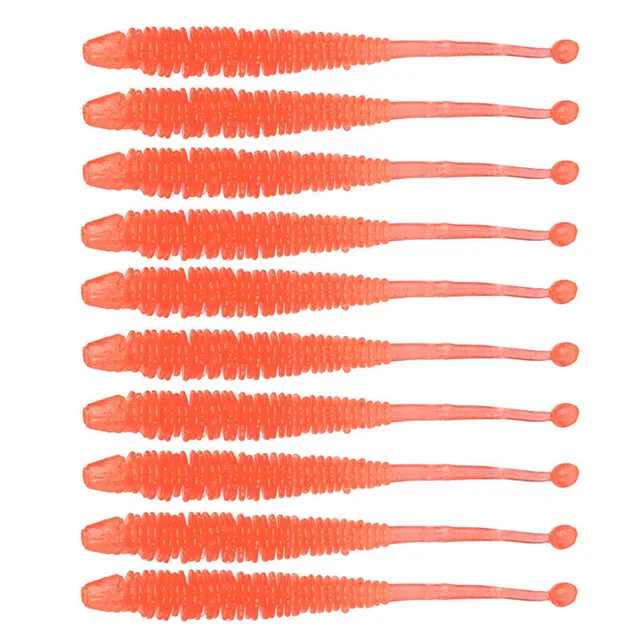 10pcs/Lot Worm Soft Fishing Lures Jig Wobblers 6cm 0.6g Shrimp Odor Additive Silicone Artificial Baits Bass Carp Pesca Tackle F