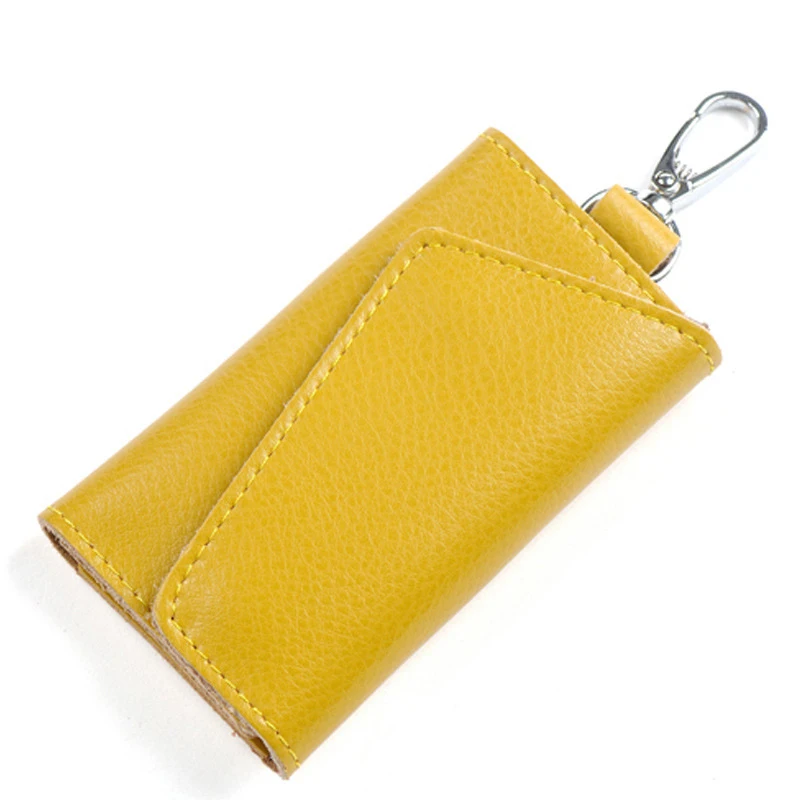 Bright yellow XZXBBAG кожаный Многофункциональный органайзер для ключей, модная сумка унисекс, брелок для ключей, чехол с застежкой, чехол для ключей, кошелек - Цвет: Bright yellow