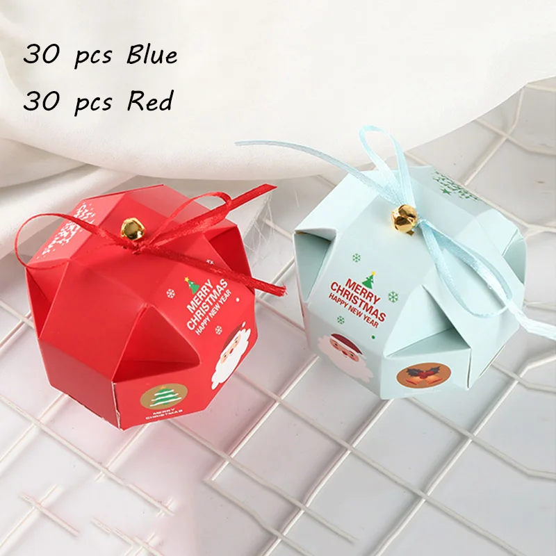 60 pcs-Red Blue 60 шт./партия Рождественская упаковочная коробка Рождественская Подарочная коробка креативная круглая Конфета сумка Декор Новогодняя упаковочная коробка вечерние сувениры - Цвет: 60 pcs-Red Blue