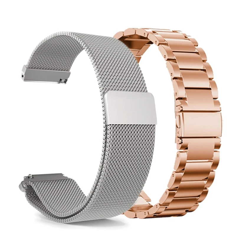 

20mm Stainless Steel Band Strap for Garmin Vivoactive 3/Samsung Gear Sport S2 Galaxy 42mm Active 2 Watch Strap Metal Wristband