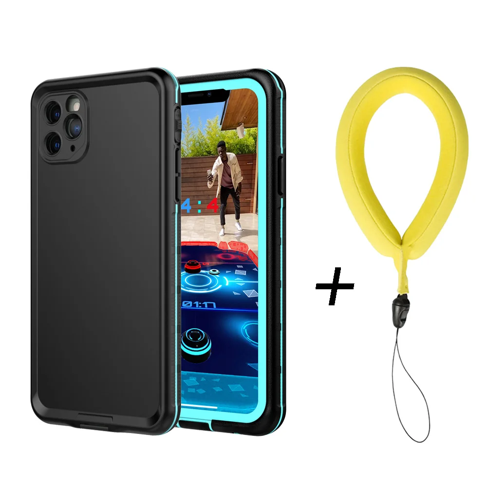 Открытый Противоскользящий чехол для iPhone 11Pro Max чехол с трубкой IP68 Водонепроницаемый чехол для iPhone 11 11 Pro MAX Coque Capa - Цвет: Blue with strap