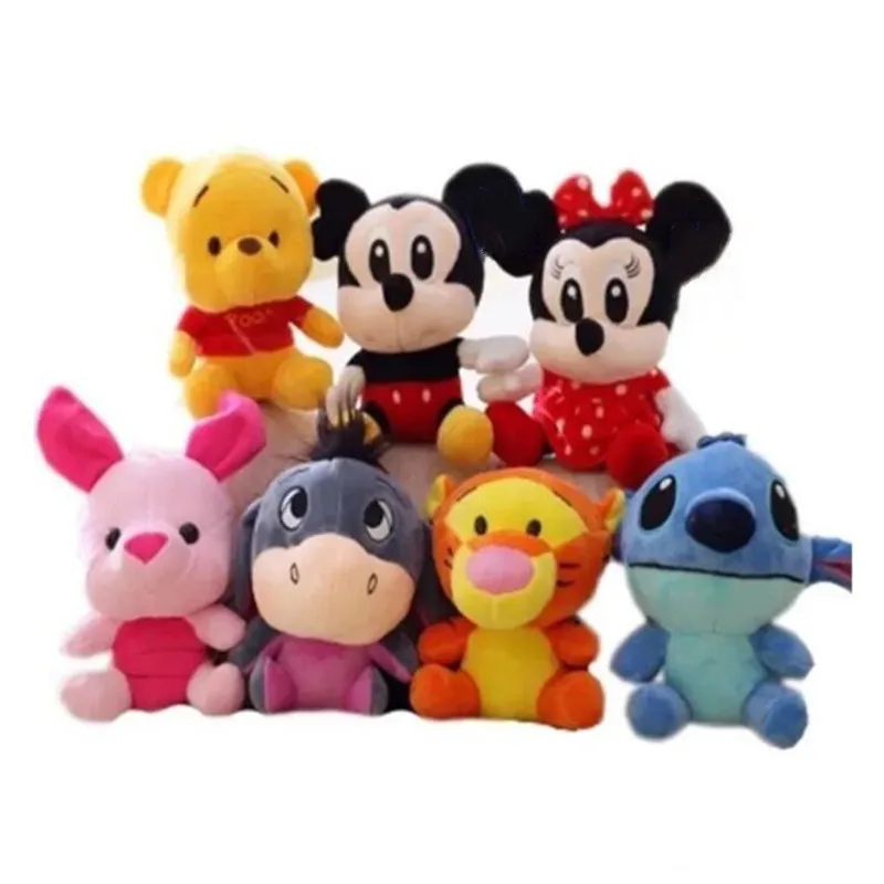 

Cute Disney Mickey Mouse Minnie Plush Toys Animals Stitch Vigny Bear Stuffed Doll PP Cotton Children Christmas Gifts
