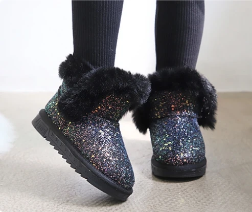 19 зимние детские модные зимние Ботинки Толстая детская хлопковая обувь теплые плюшевые ботинки с мягкой подошвой для маленьких девочек лыжные ботинки для маленьких девочек