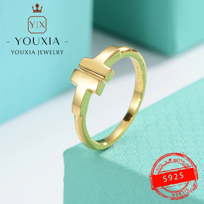 TF-Anillos personalizados de Plata de Ley 925, una variedad de anillos de diamantes en forma de T a la moda y exquisitos, regalos de boda para el Día de San Valentín - Imagen 6