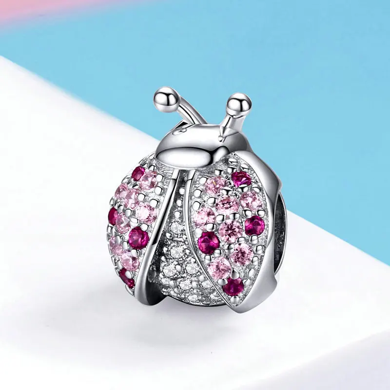 

CodeMonkey 100% Real 925 Sterling Silver Ladybug Beads Fit Original Pandoras Bracelet Charms For Women DIY Jewelry CMC1120