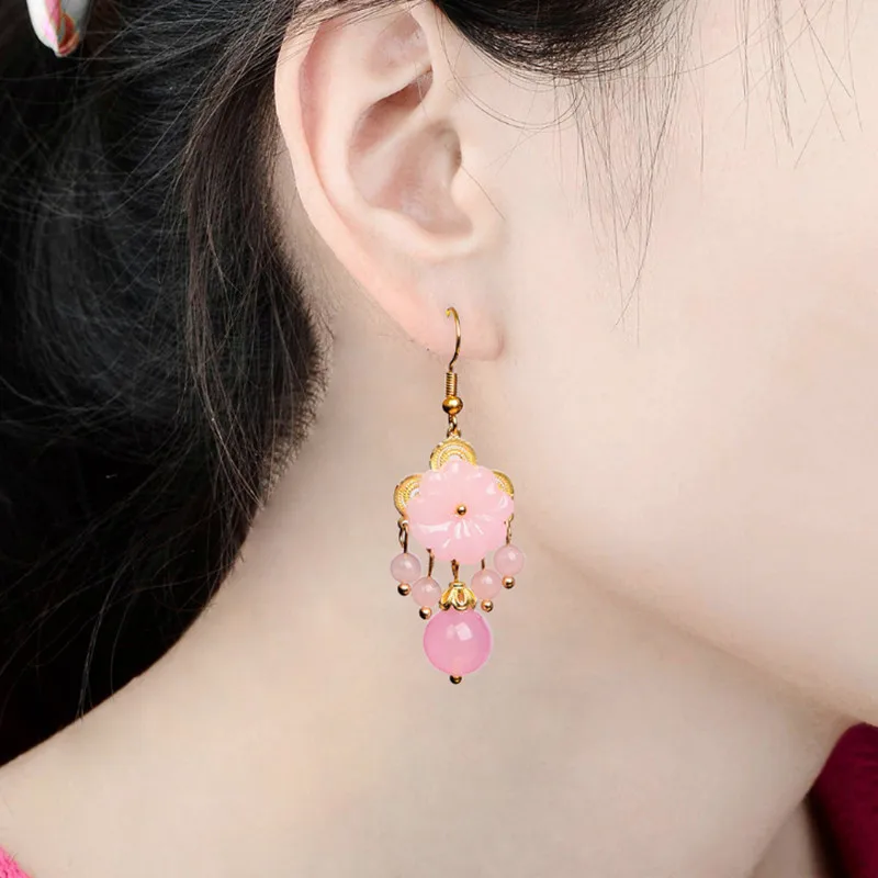 Yanting, зеленые, розовые, глазированное стекло, цветочные серьги для женщин, ручная работа, этнические каменные серьги, подарки для женщин, Винтажные серьги, 0141