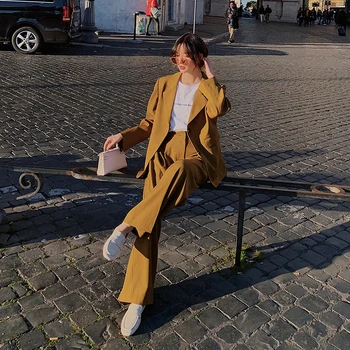 

2020 Spring And Autumn New Youth Popular Solid Color Single-breasted Small Suit Fashion Casual Wild Trousers Ladies Suit Suit