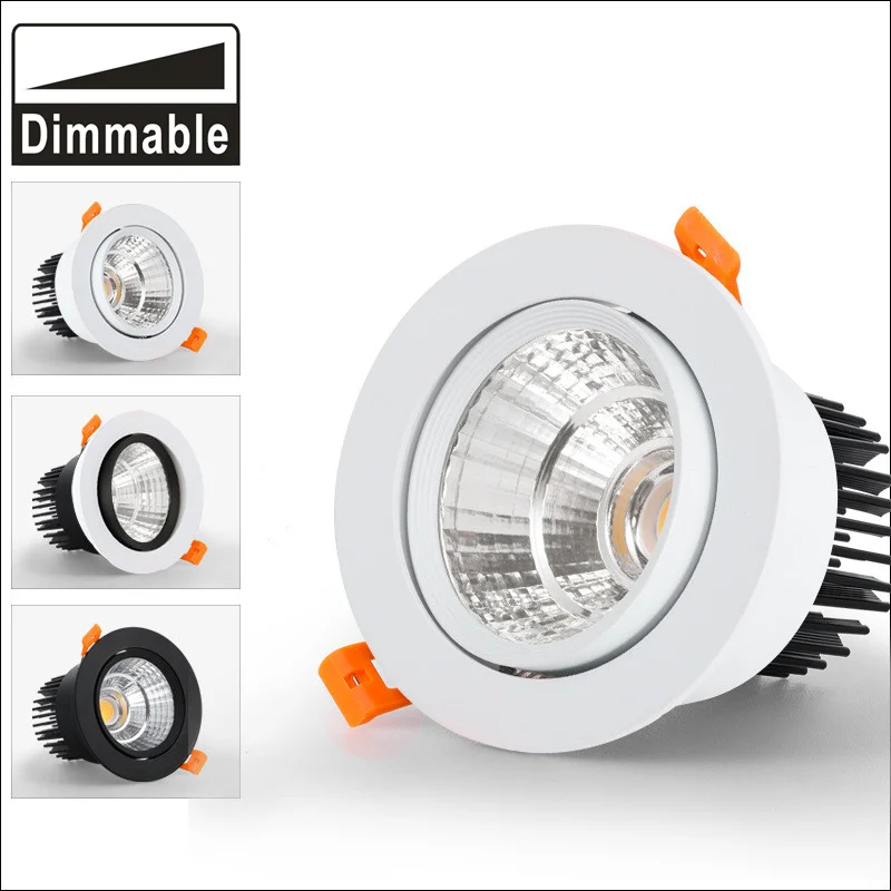 Dimmable AC85V-265V 5W 7W 9W 12W 15W 18W 24W 30W COB Downlight LED Recessed Ceiling Lamp Spot Light For Home Lighting led downlight recessed ceiling spotlight ceiling lamps