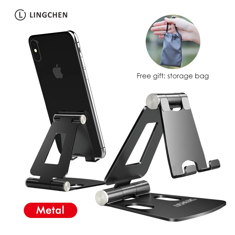 LINGCHEN-Soporte para teléfono móvil, metálico, plegable, para el escritorio, para modelos iPhone 11, 7, 8, X y XS, y para Xiaomi Mi 9