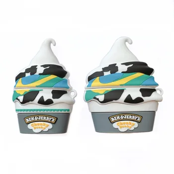 

Case for AirPods 1 2 Pro Charge Box Soft Silicone Wireless Bluetooth Earphone Protect Cover Brand Ben Jerry Ice cream cone 3D