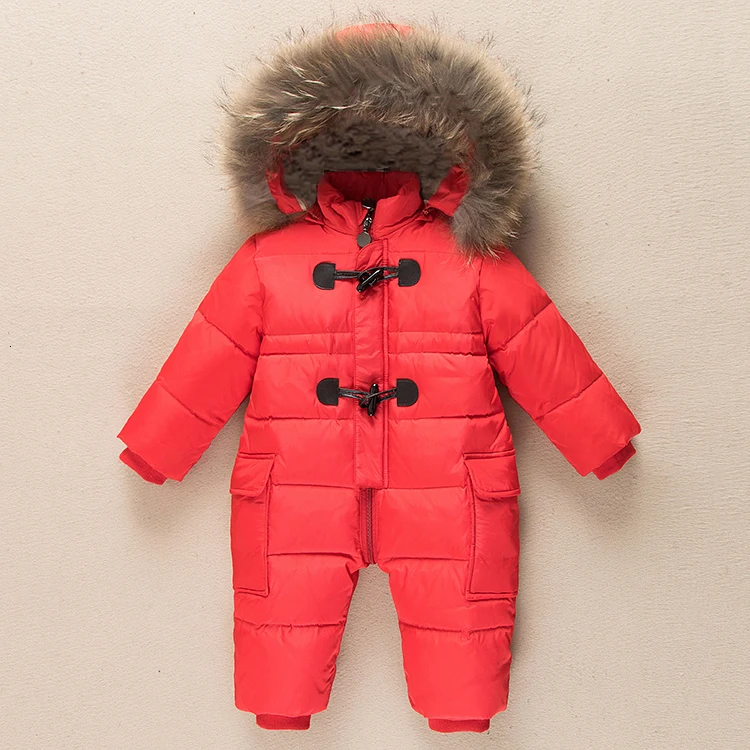 Одежда для новорожденных для русской зимы Куртка-пуховик для девочек на 90% утином пуху, пальто Зимняя парка для маленьких мальчиков, зимний комбинезон, зимняя одежда, комбинезон