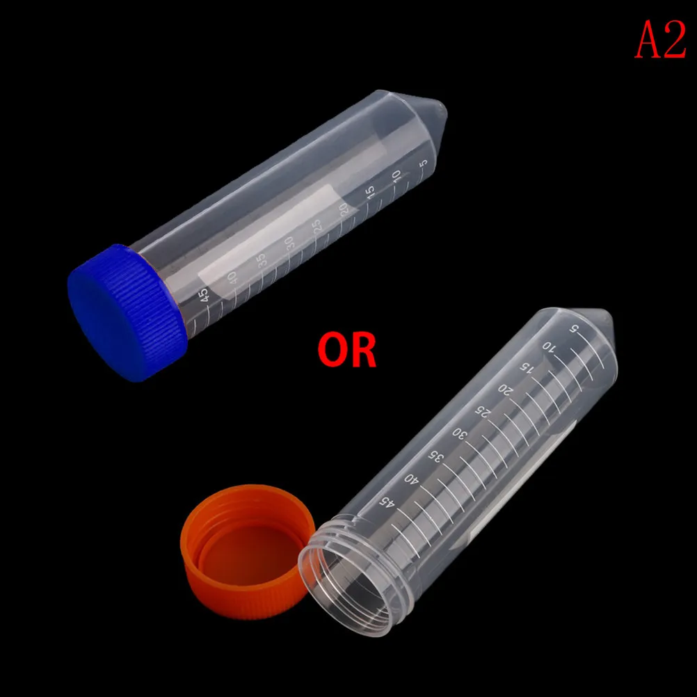 Plastic Test Tubes 10pcs 50Ml Plastic Centrifuge Lab Test Tube Pipe Vial Container With Round Bottom