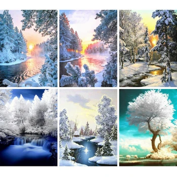

AZQSD Diamond Painting Full Square Tree Embroidery Landscape Mosaic 5d Handmade Gift Picture Of Rhinestones Home Decor