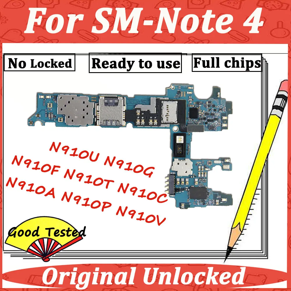 Оригинальная материнская плата для samsung Galaxy Note 4 N910U N910G N910F N910T N910C N910A N910P N910V, материнская плата разблокировки, материнская плата