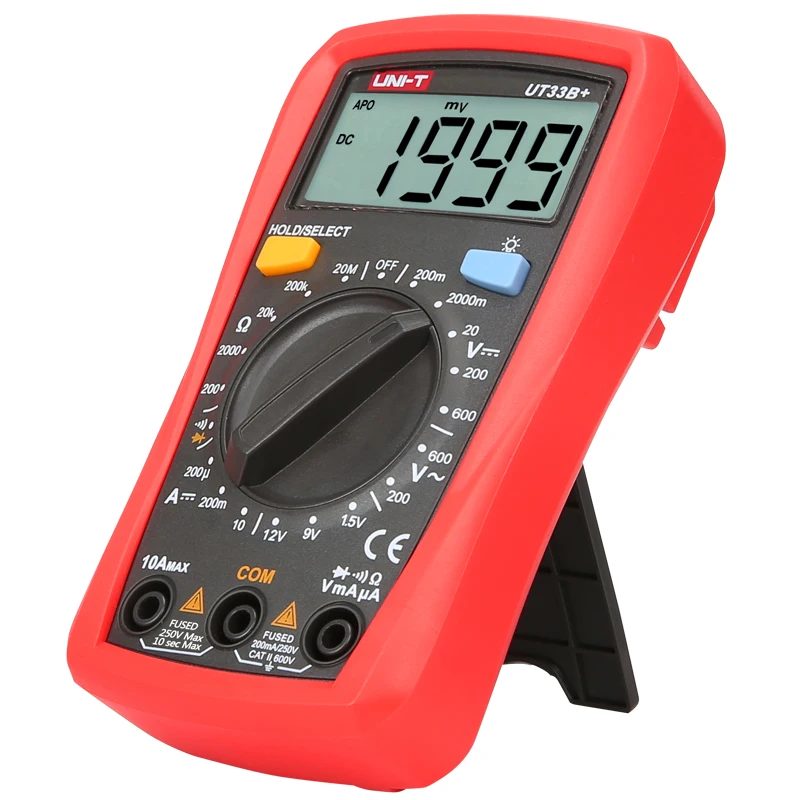 UNI-T UT33B+ Digital Multimeter Manual Range AC DC 200mV~600V Voltage Meter DC 10A Current Tester Resistance Meter