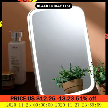 

ORZ Led Makeup Mirror 5x Magnet With Light USB Angle Adjustable Touch Control For Tabletop Bathroom Bedroom Travel