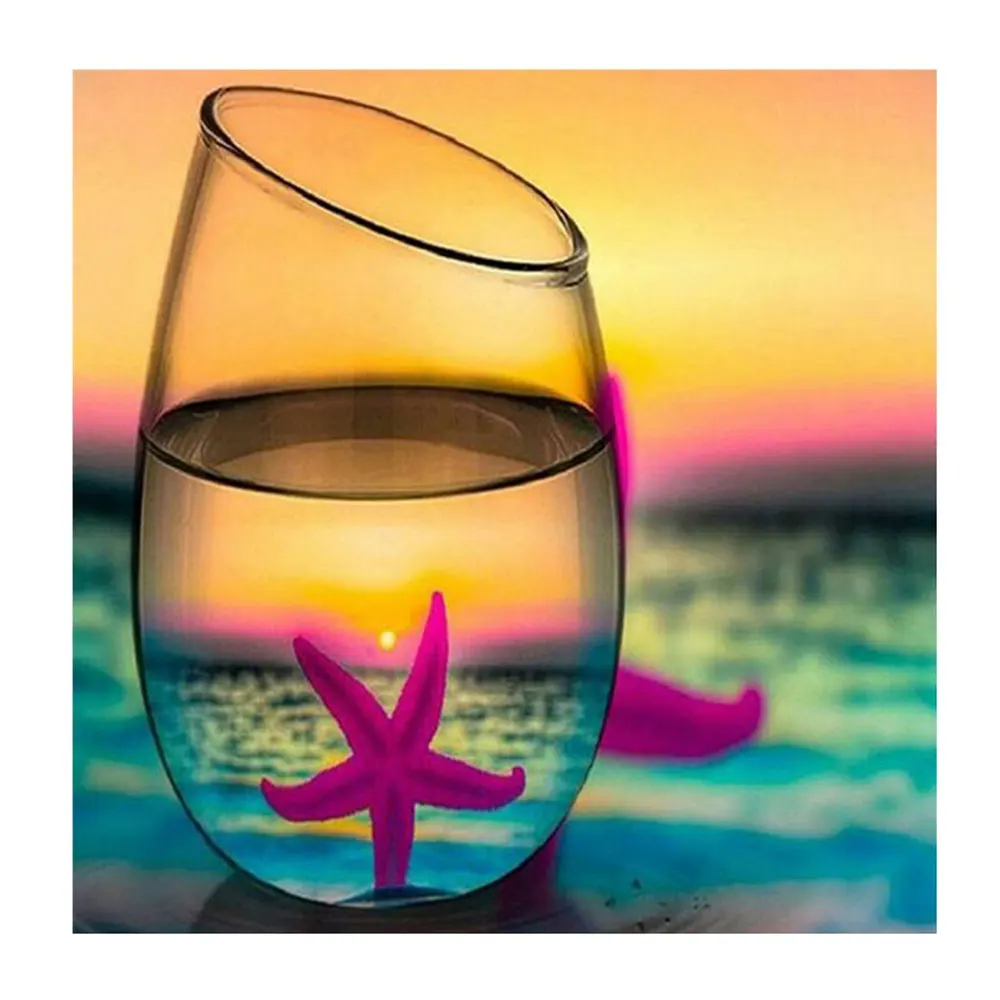 Diamond Painting Cup Starfish Hotel Modern Cross Stitch Diamond Embroidery 30*30cm 5D Office Round Rhinestones Needlework