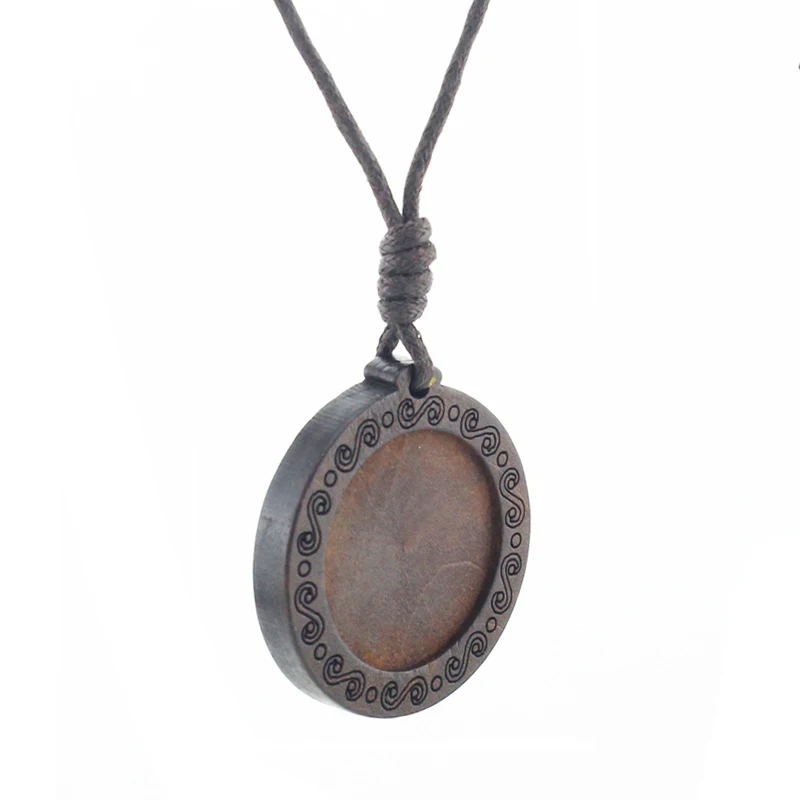 JWEIJIAO Dinosaur Tyrannosaurus Pattern Gothic Necklace Rope Chains Wooden Round Pendant Jewelry Boys Party Accessories NS297 01