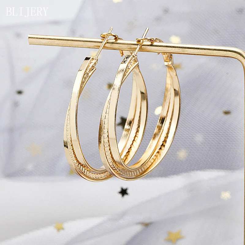 

BLIJERY Fashion Multilayer Gold Color Hoop Earrings for Women Jewelry Statement Circle Earrings Brincos Boucles d'oreilles