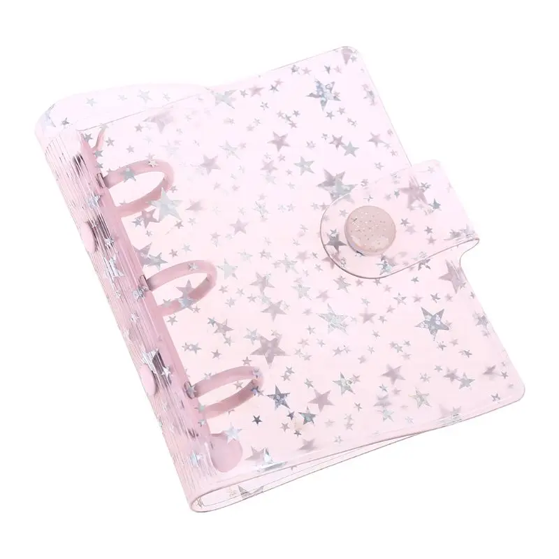

Transparent Star 3 Holes Mini PVC Loose Leaf Binder Notebook File Folder Cover